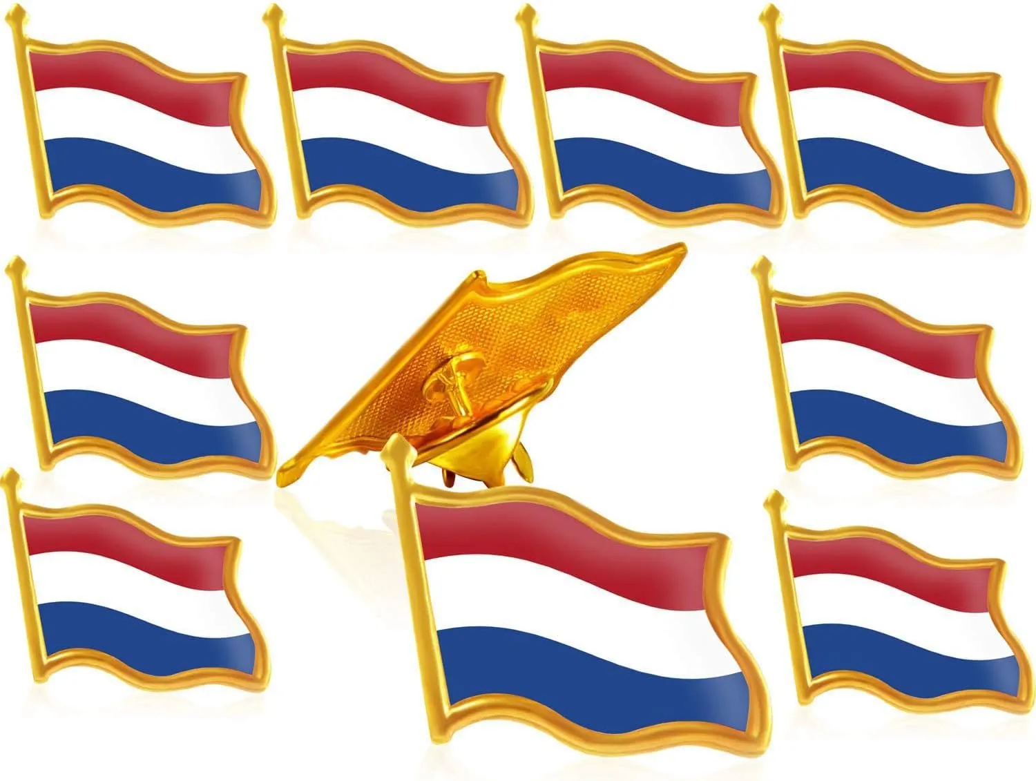 10/20/50/100 Pack Metal Netherlands Flag Lapel Pin Waving Holland Pins bulk Patriotic Badge Souvenir Gifts