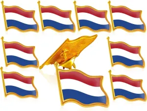 10/20/50/100 Pack Metal Netherlands Flag Lapel Pin Waving Holland Pins bulk Patriotic Badge Souvenir Gifts