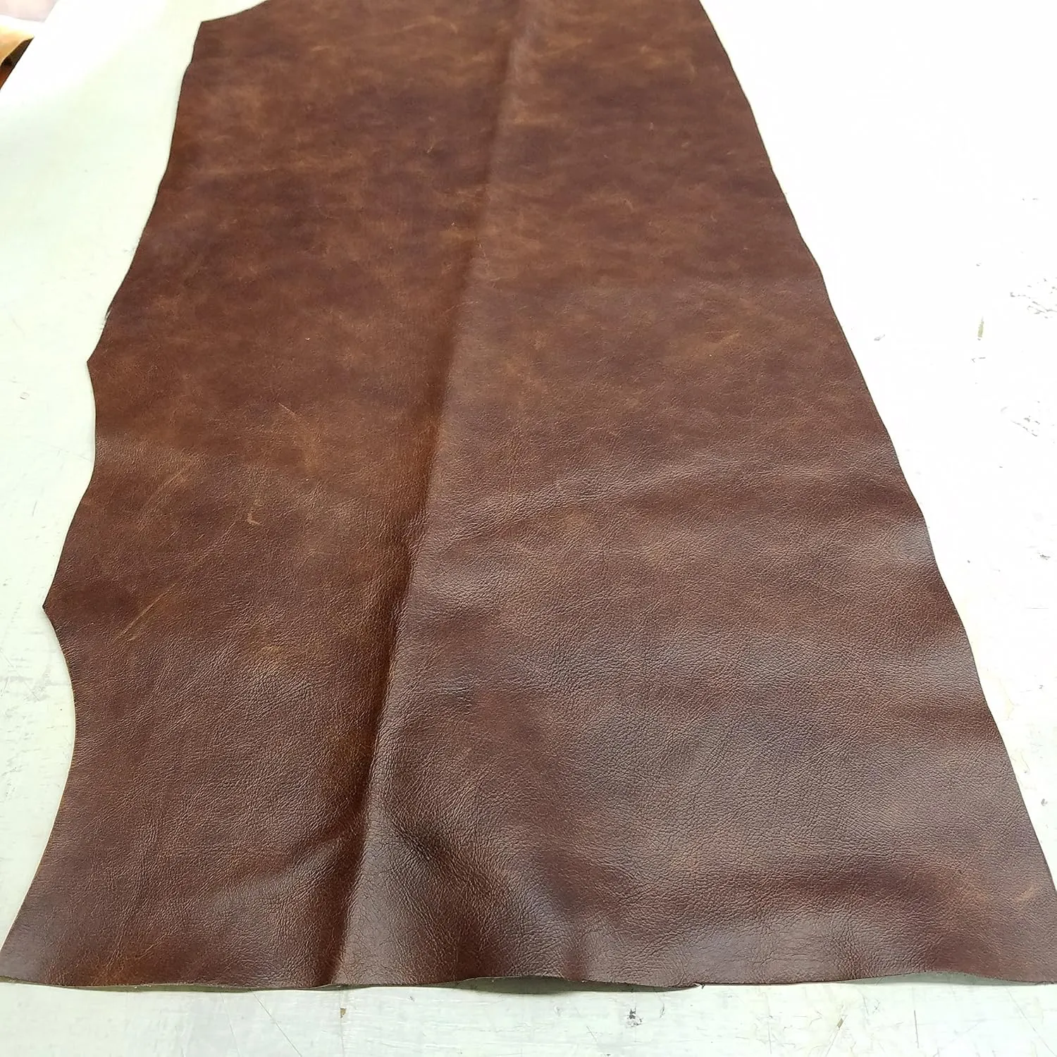 12 inch x 24 inch Cutting Brown Cognac Weekender Two Tone Soft Upholstery Chap Cowhide Genuine Italian Leather Hide Skin 2 Square feet (12"x24") NAT Leathers