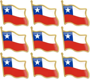 12/24/50/100Pcs Official Chile Flag Lapel Pins Bulk - Metal Chilean Lapel Brooch Badge Pin Souvenir for Men Women Clothes Bags Hats