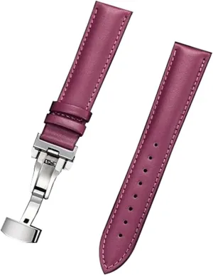 18/20/22/24mm Quick Release Automatic Butterfly Clasp Colored Genuine Leather Watch Strap for Mechanical Watches