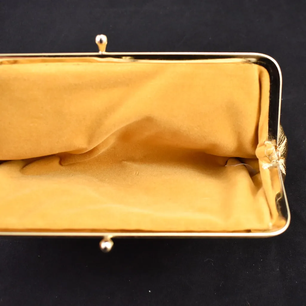 1960s Gold Floral Clutch Bag