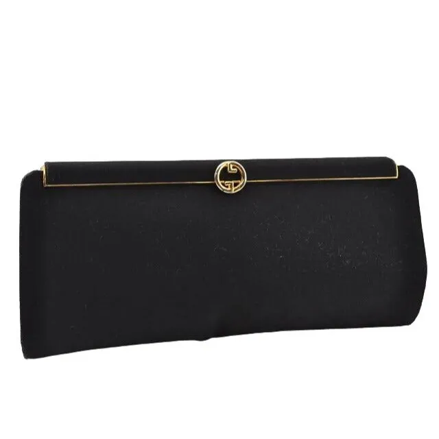 1960's Gucci mod black silk interlocking GG clutch purse