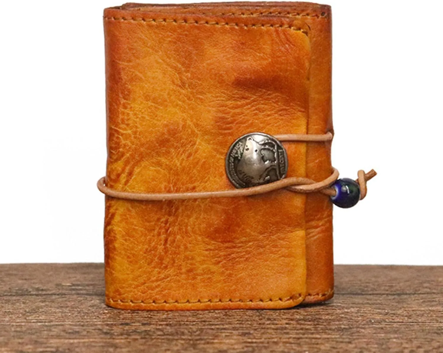 1PCS Leather Change Purse Drawstring Coin Purse Leather Coin Purse for Women Triple Compartment Leather Coin Purse (Yellow)