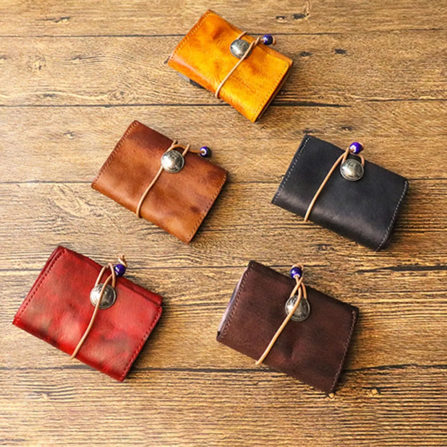 1PCS Leather Change Purse Drawstring Coin Purse Leather Coin Purse for Women Triple Compartment Leather Coin Purse (Yellow)