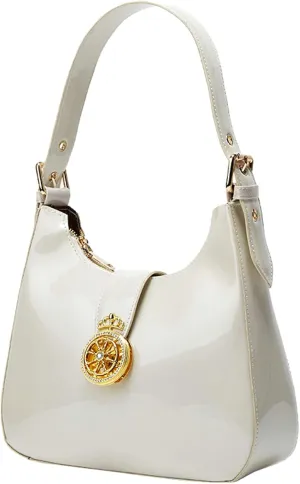 2024 Fashion Patent Leather Women Handbag Shoulder Bag Wristlet Adjustable Strap Elegant Lock Buckle