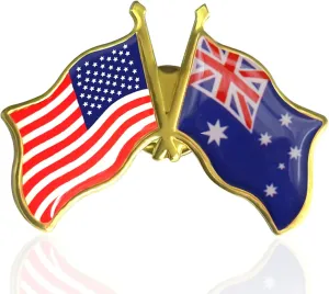 6/12/50/100 Pack-American Australia Friendship Flag Pins Bulk -1.5” Metal Patriotic US USA Australian Lapel Pins Badge Souvenir