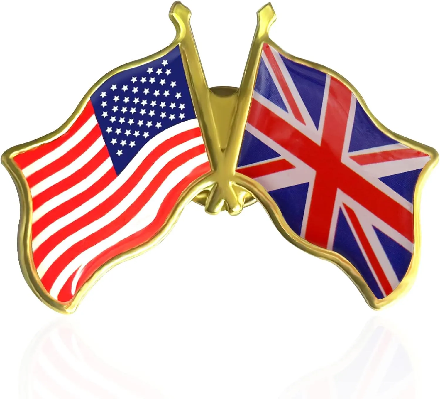 6/12/50/100 Pack-American British Friendship Flag Pins Bulk -1.5” Metal Patriotic Union Jack UK Lapel Pins Badge Souvenir For Hat Bag Travel Gifts