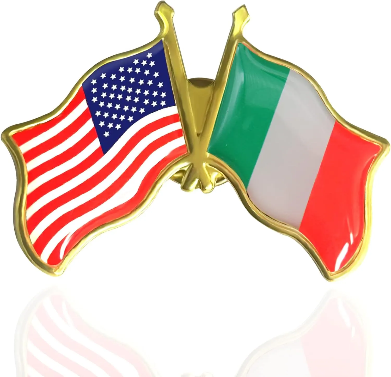 6/12/50/100 Pack-American Italy Friendship Flag Pins Bulk -1.5” Metal Patriotic US USA Italian Lapel Pins Badge Souvenir