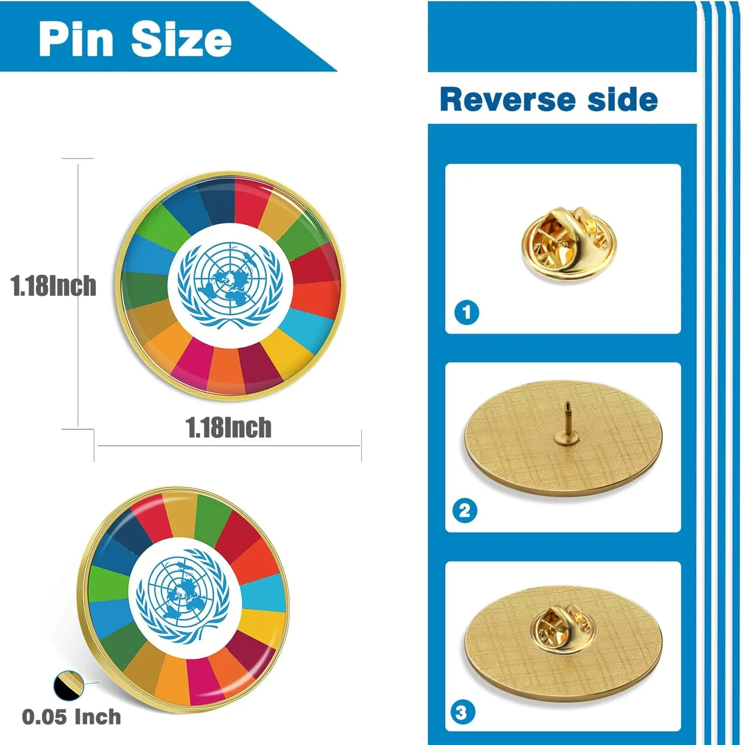 6/12/50/100 Pack -United Nations Lapel Pins Bulk -Sustainable Development Goals Brooch SDGs Badge Pin Button Rainbow Pride Lapel Pin