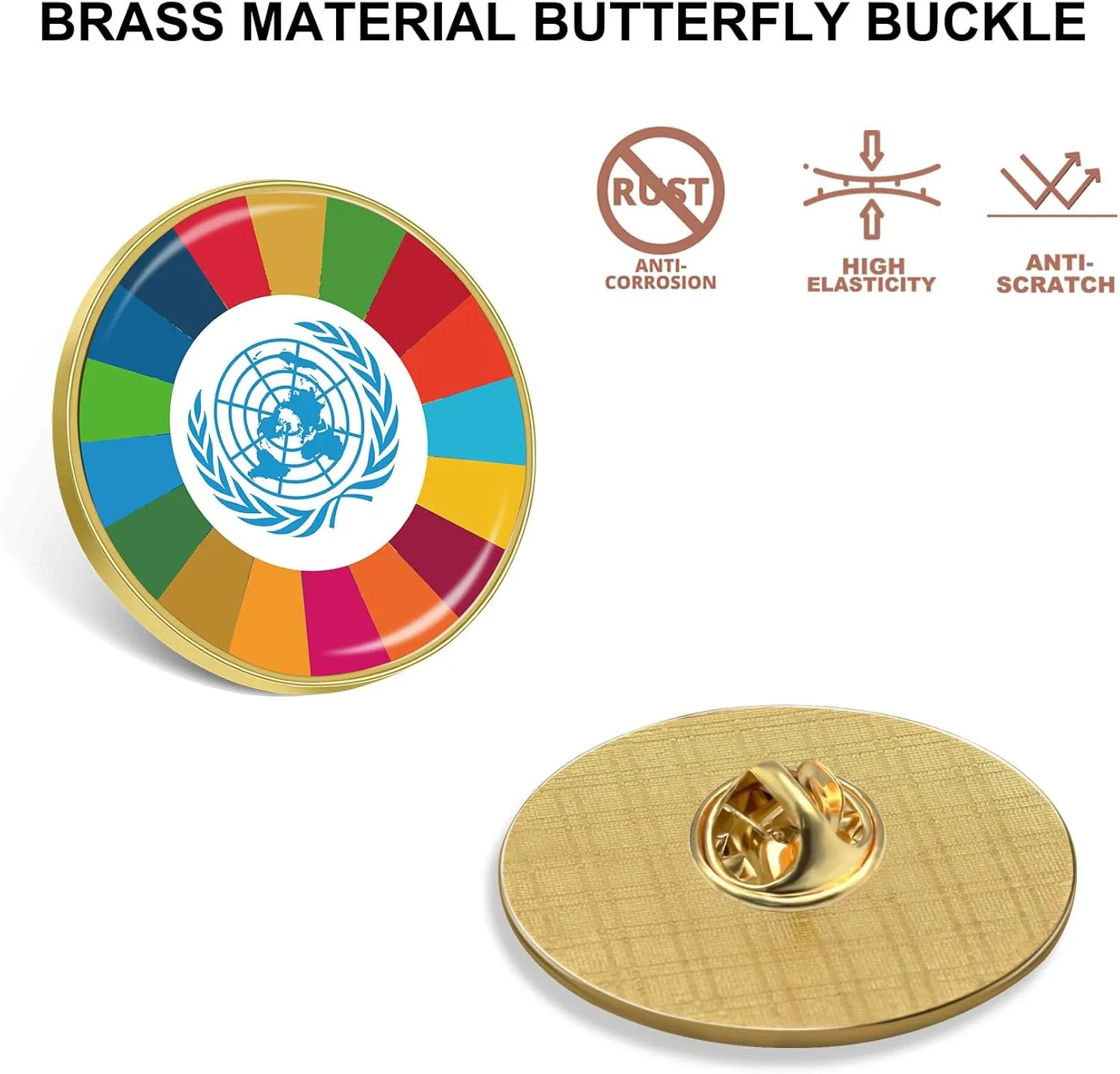 6/12/50/100 Pack -United Nations Lapel Pins Bulk -Sustainable Development Goals Brooch SDGs Badge Pin Button Rainbow Pride Lapel Pin