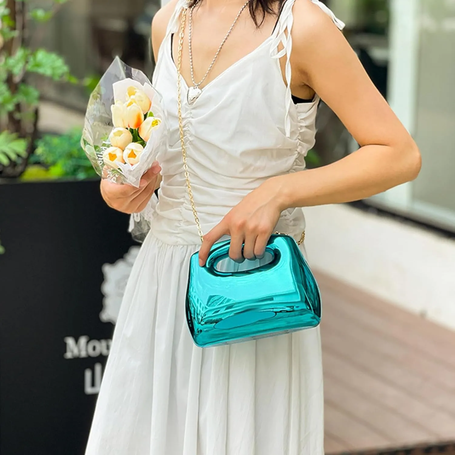 Acrylic Handbags for Women Clutch Small Unique Shoulder Purse Trendy Evening Bag Crossbody for Party Cocktail