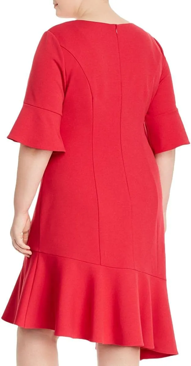 Adrianna Papell Women's Knit Crepe Ruffle Midi Dress