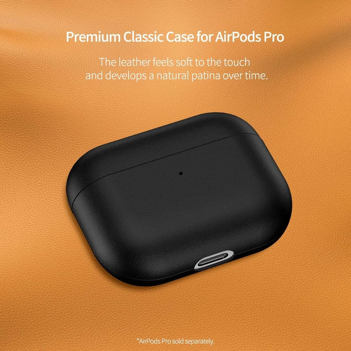 AirPods Pro Case, Leather, Noise Cancellation, Black, Unisex, Protects & Charges Wirelessly