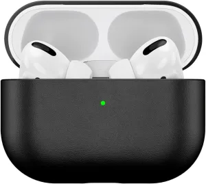 AirPods Pro Case, Leather, Noise Cancellation, Black, Unisex, Protects & Charges Wirelessly