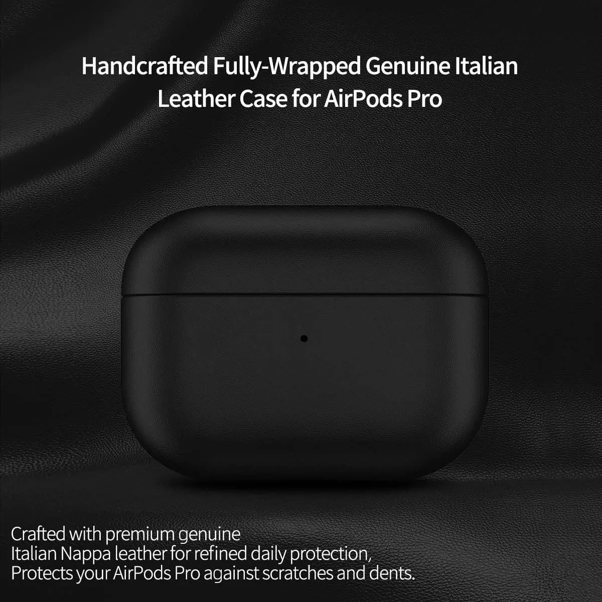 AirPods Pro Case, Leather, Noise Cancellation, Black, Unisex, Protects & Charges Wirelessly