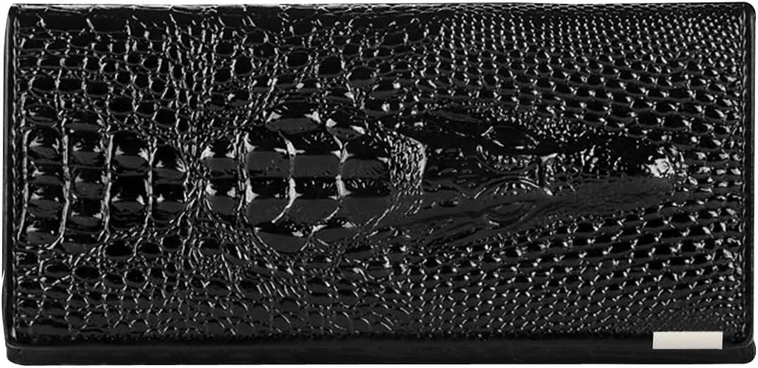 Aisi Women Men Leather Wallet Embossed Crocodile Clutch Wallet Credit Card Holder
