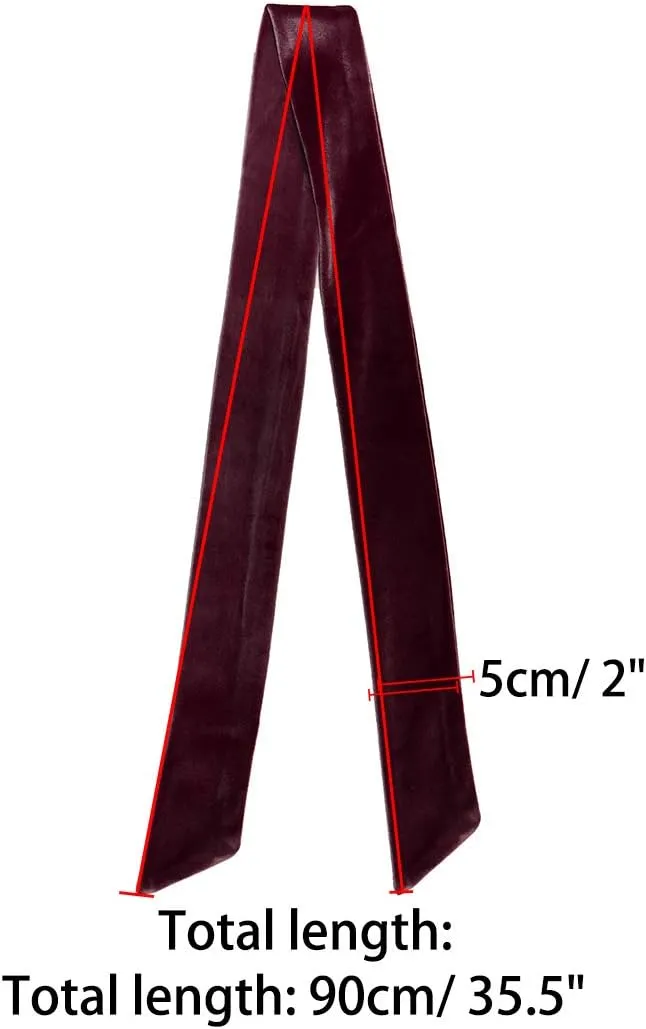 Allegra K Women Vintage Velvet Skinny Neck Scarves Solid Color Long Neckerchief Hairband Narrow Waistband