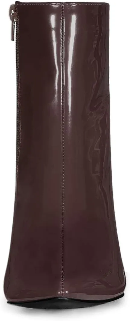 Allegra K Women's Chunky Heel Pointed Toe Zipper Ankle Boots