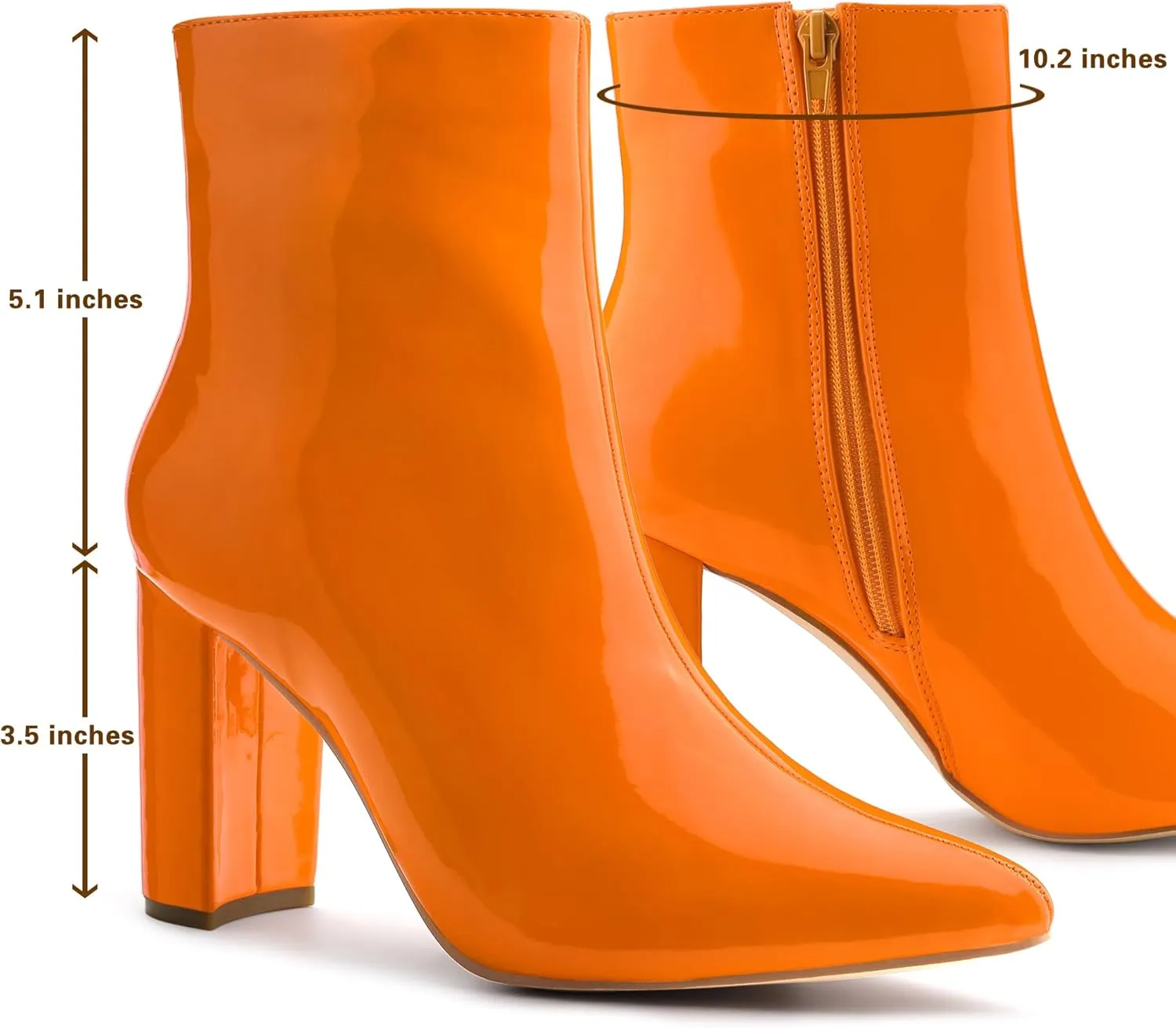 Allegra K Women's Chunky Heel Pointed Toe Zipper Ankle Boots