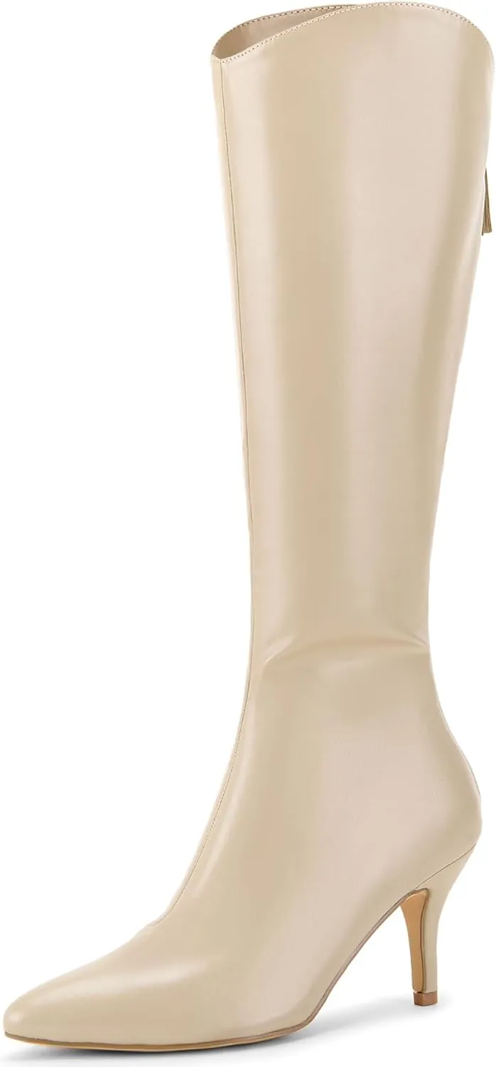Allegra K Women's Pointed Toe Stiletto Heel Knee High Boots