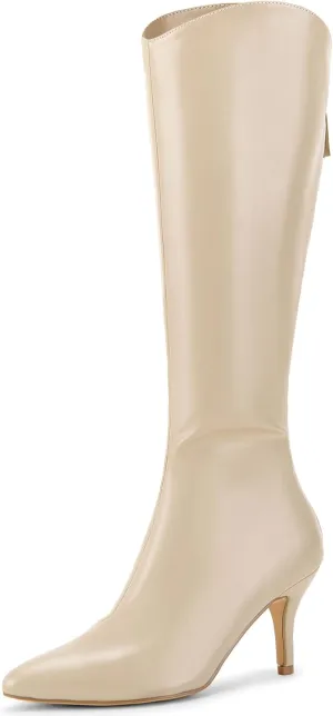 Allegra K Women's Pointed Toe Stiletto Heel Knee High Boots