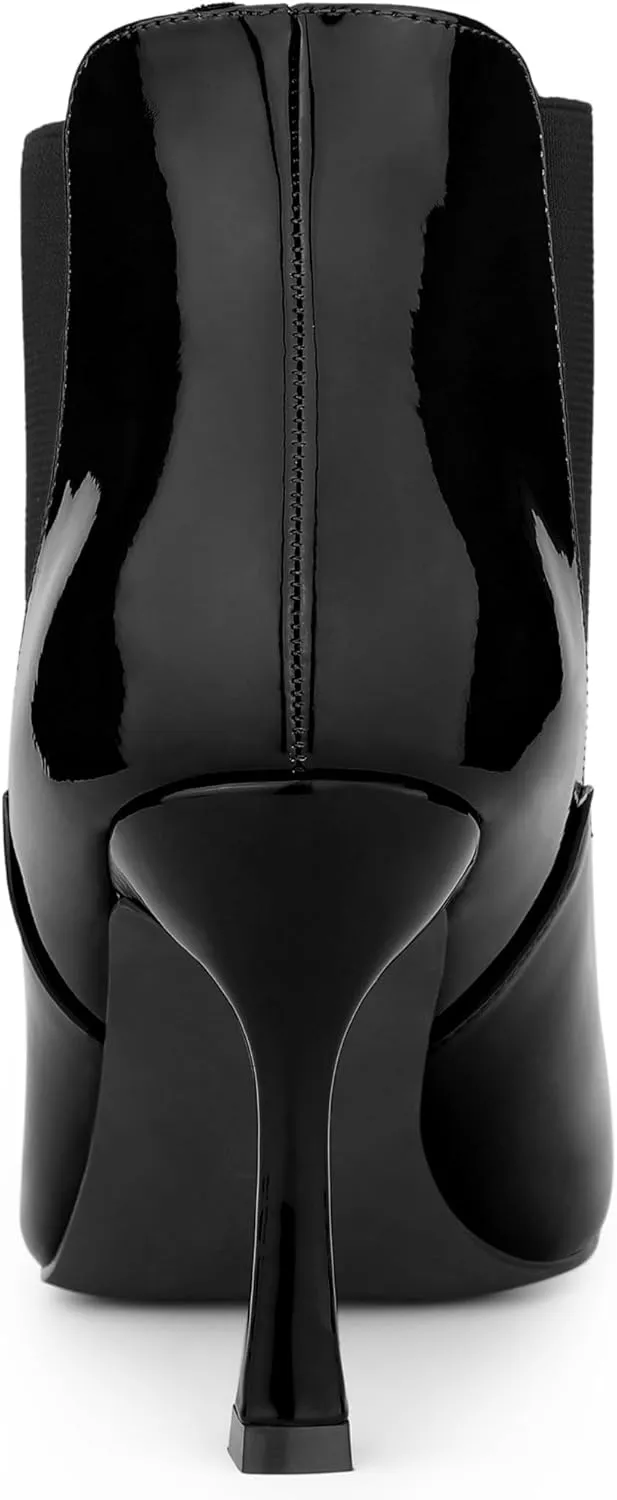 Allegra K Women's Pointed Toe Stiletto Heels Chelsea Ankle Booties