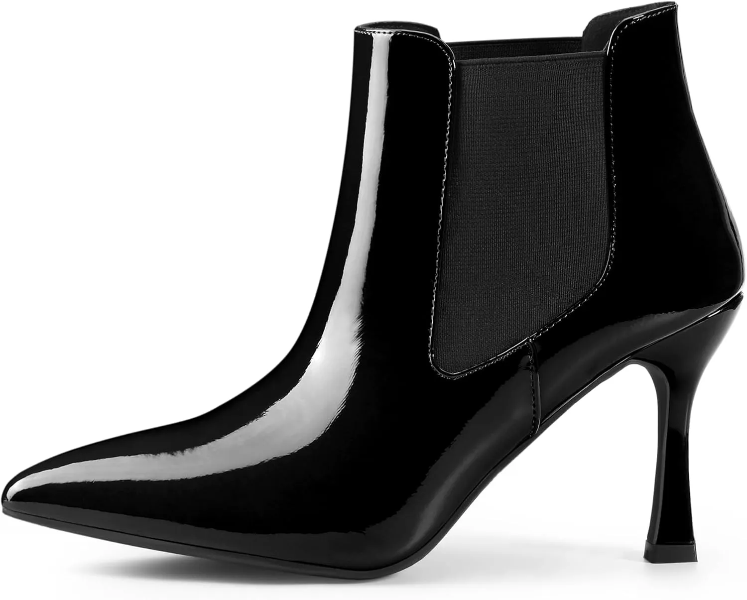 Allegra K Women's Pointed Toe Stiletto Heels Chelsea Ankle Booties