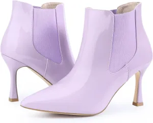 Allegra K Women's Pointed Toe Stiletto Heels Chelsea Ankle Booties
