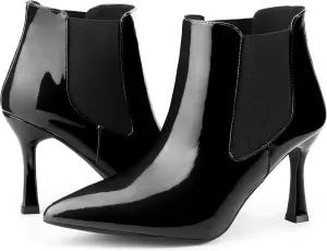 Allegra K Women's Pointed Toe Stiletto Heels Chelsea Ankle Booties