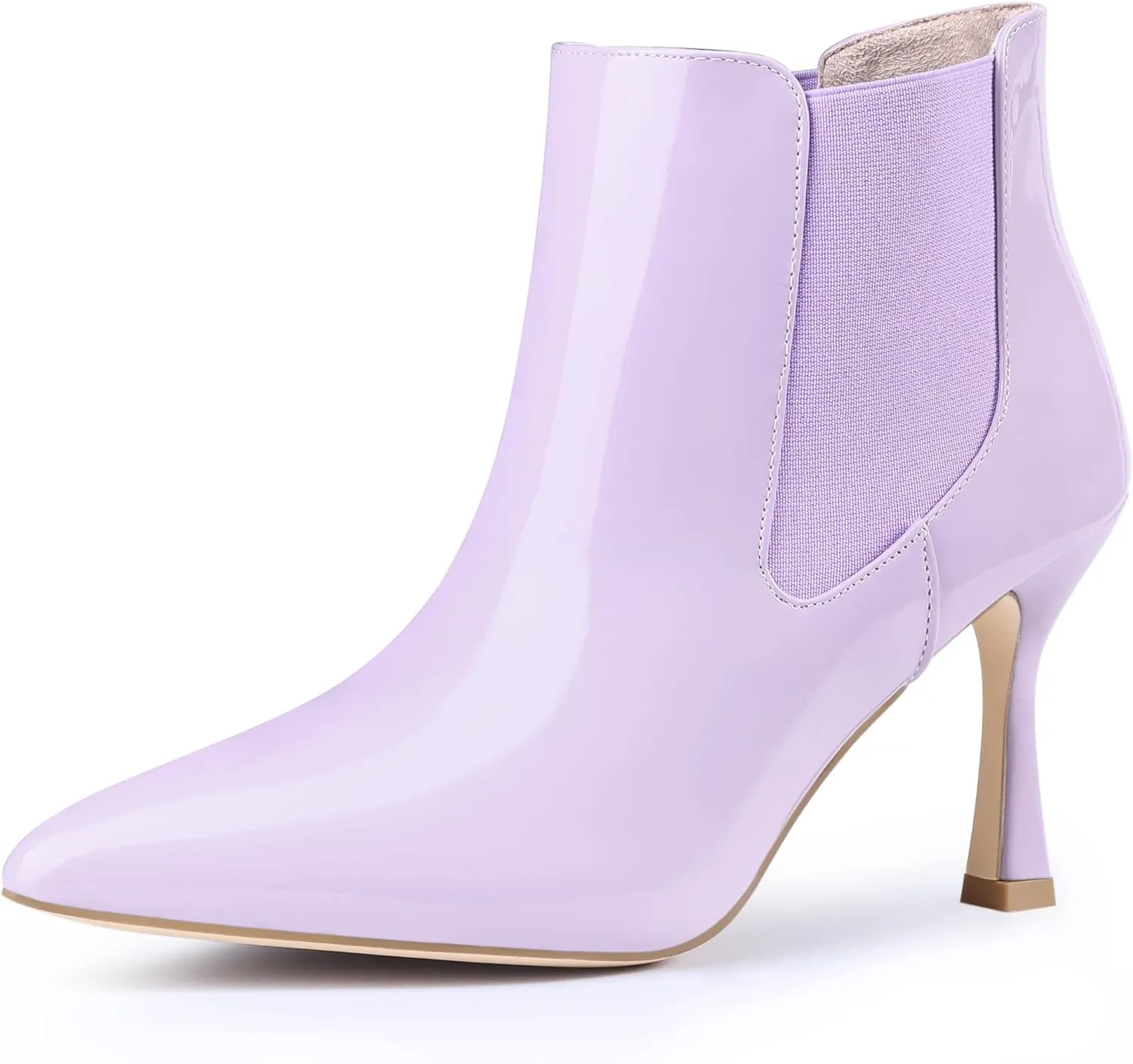Allegra K Women's Pointed Toe Stiletto Heels Chelsea Ankle Booties
