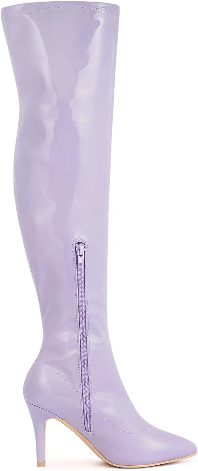 Allegra K Women's Pointed Toe Stiletto Heels Over The Knee High Boots
