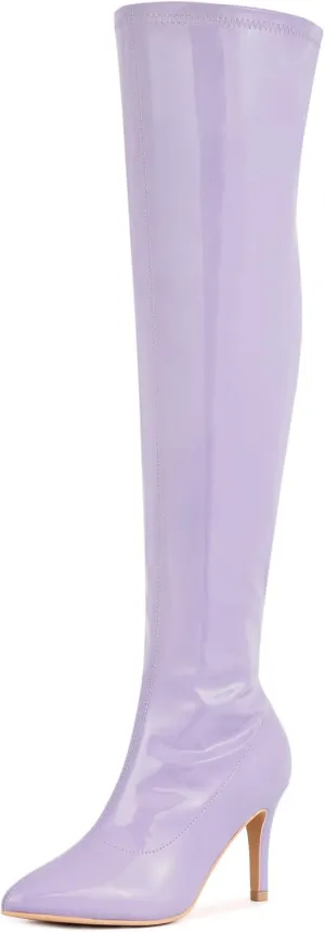 Allegra K Women's Pointed Toe Stiletto Heels Over The Knee High Boots