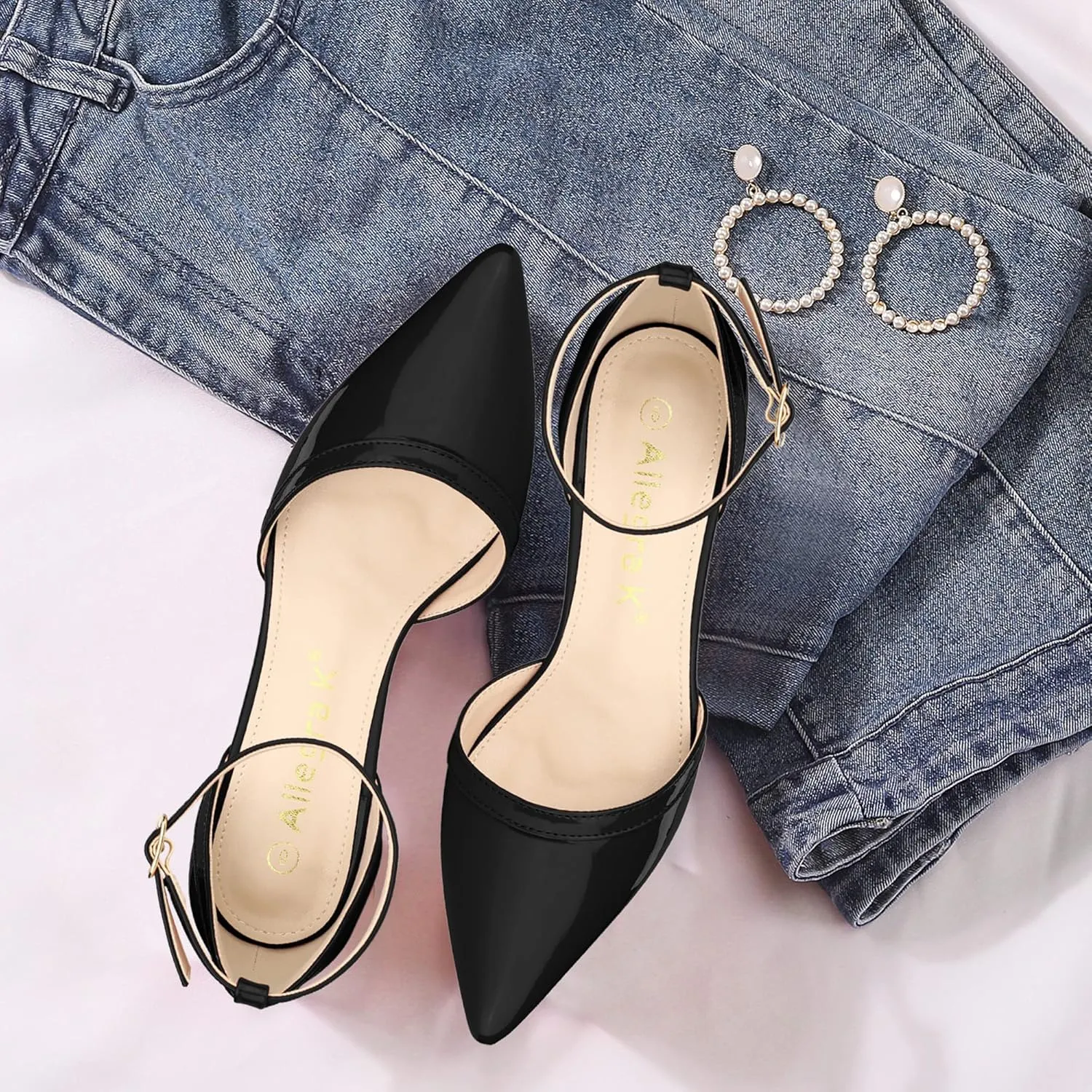 Allegra K Women's Pointed Toe Stiletto High Heel Pumps Ankle Strap Wedding Bridal Evening Party Dress Shoes