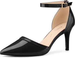 Allegra K Women's Pointed Toe Stiletto High Heel Pumps Ankle Strap Wedding Bridal Evening Party Dress Shoes