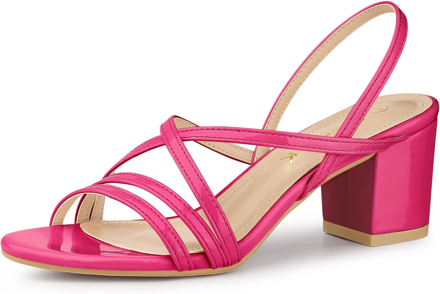 Allegra K Women's Strappy Slingback Chunky Heels Slide Sandals