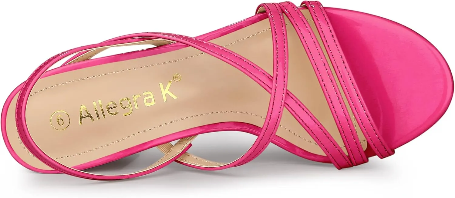 Allegra K Women's Strappy Slingback Chunky Heels Slide Sandals