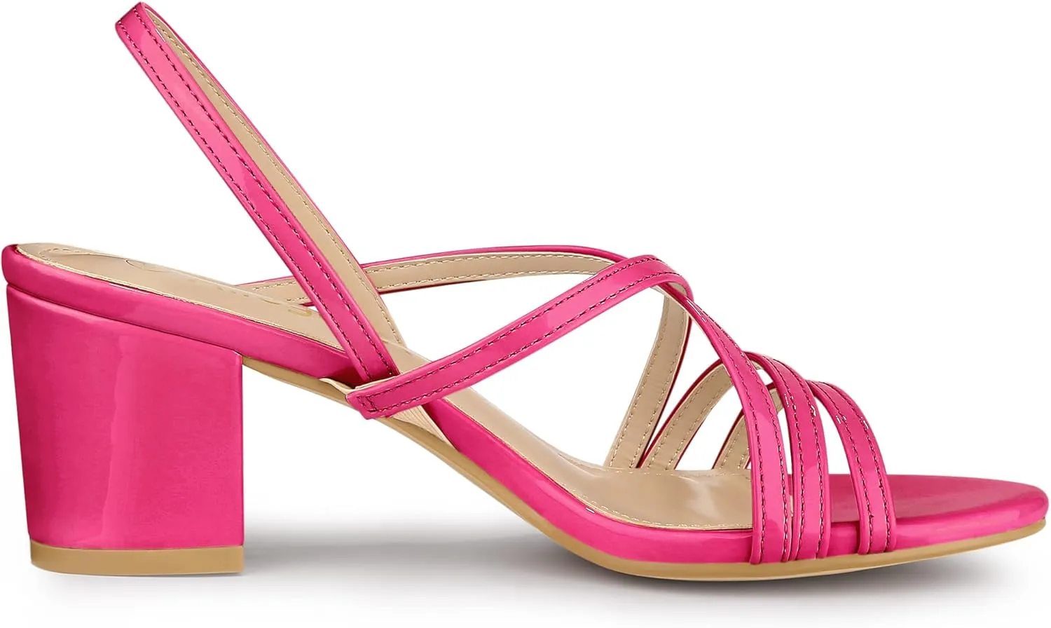 Allegra K Women's Strappy Slingback Chunky Heels Slide Sandals