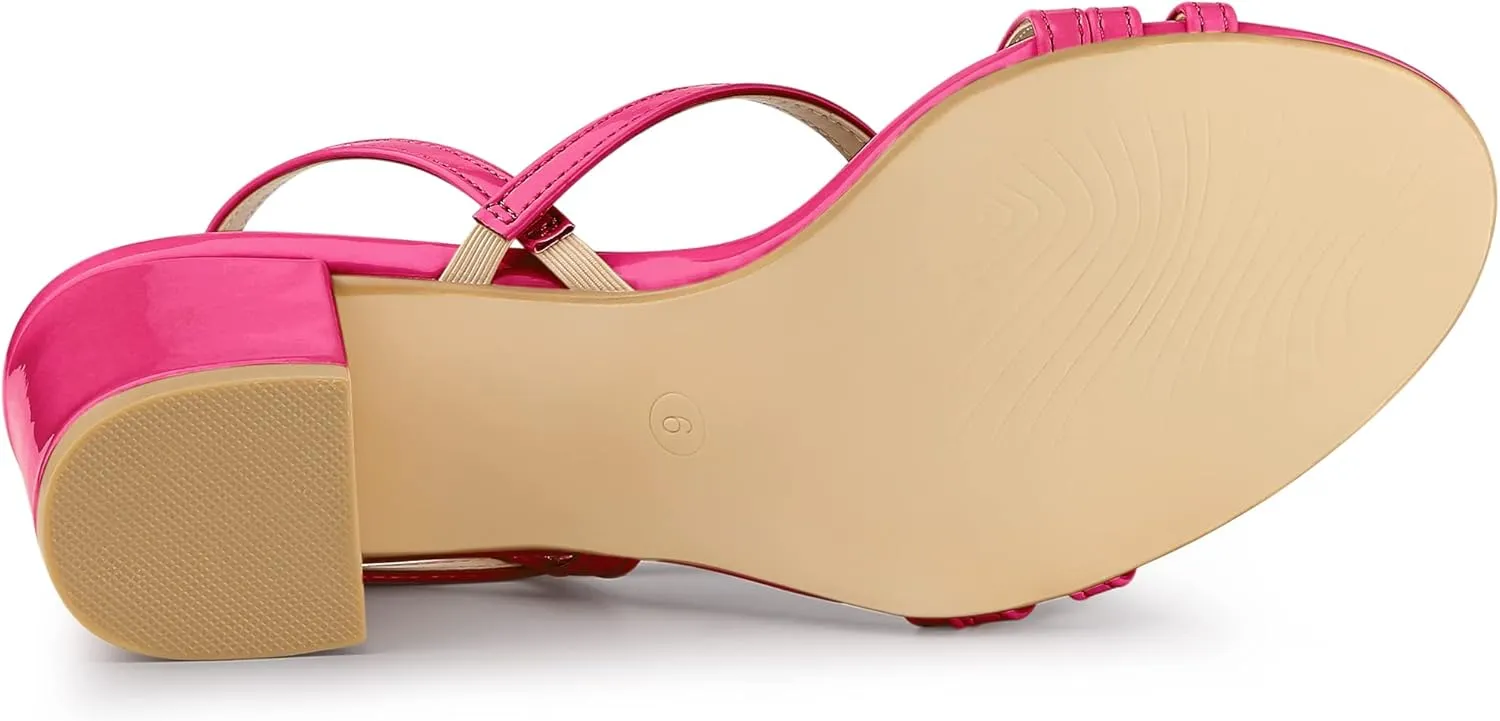 Allegra K Women's Strappy Slingback Chunky Heels Slide Sandals