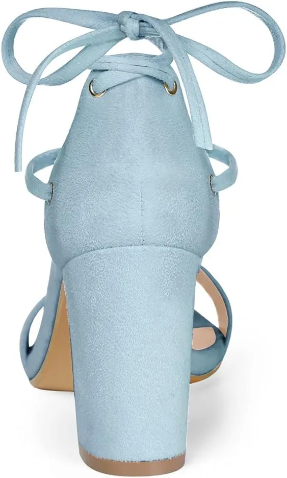 Allegra K Women's Tie Up Strappy Heels Chunky High Heels Sandal