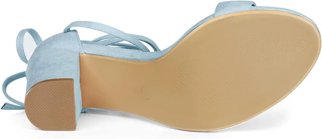 Allegra K Women's Tie Up Strappy Heels Chunky High Heels Sandal
