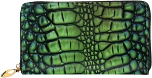Alligator Skin Zip Around Long Wallet Pu Leather Travel Card Holder Purse Clutch Bag For Women Men