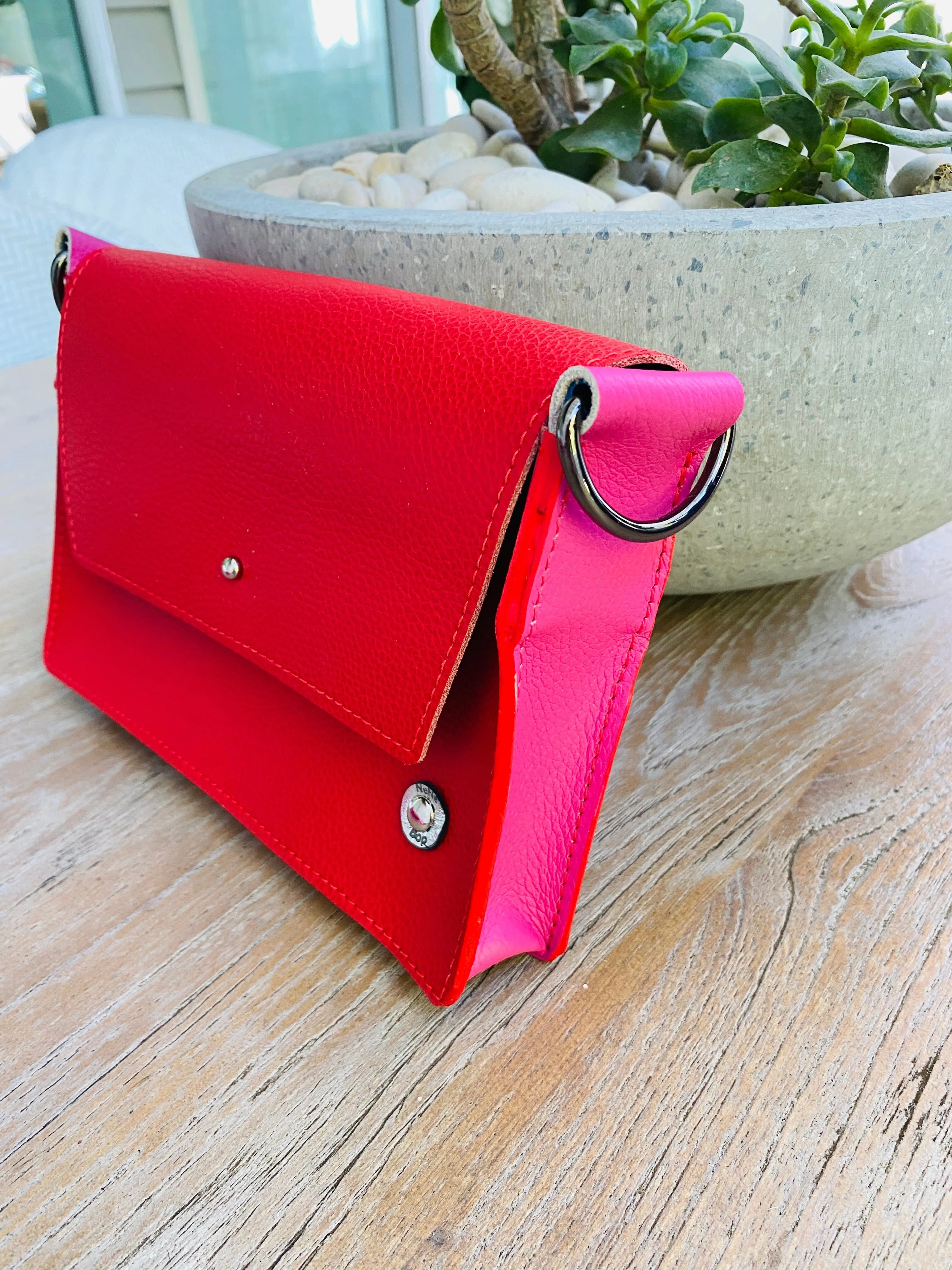 ALLY Mini - 4 in 1 Leather Bag - Red/Pink