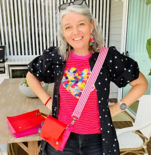 ALLY Mini - 4 in 1 Leather Bag - Red/Pink
