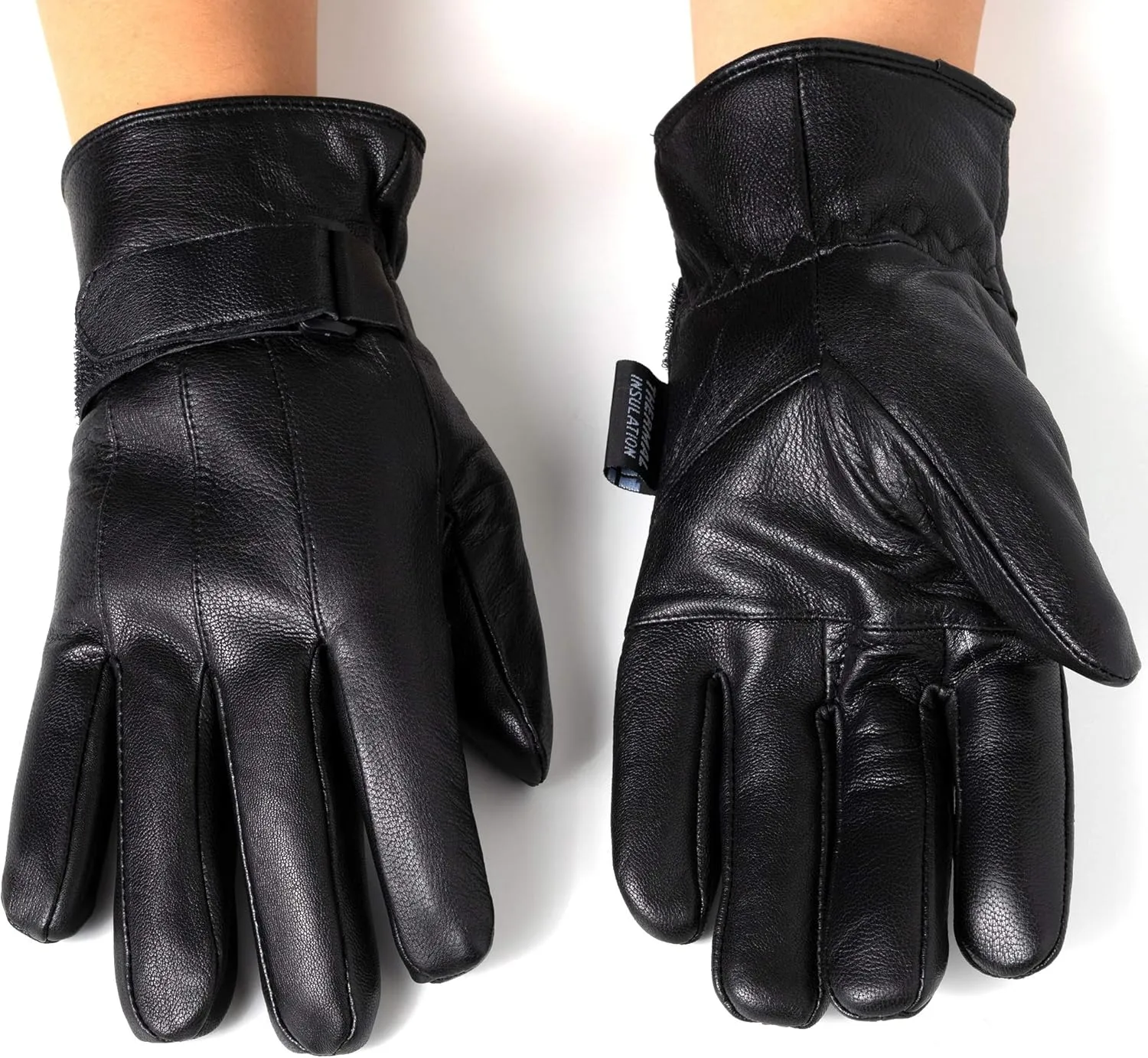 Alpine Swiss Mens Gloves Dressy Genuine Leather Warm Thermal Lined Wrist Strap