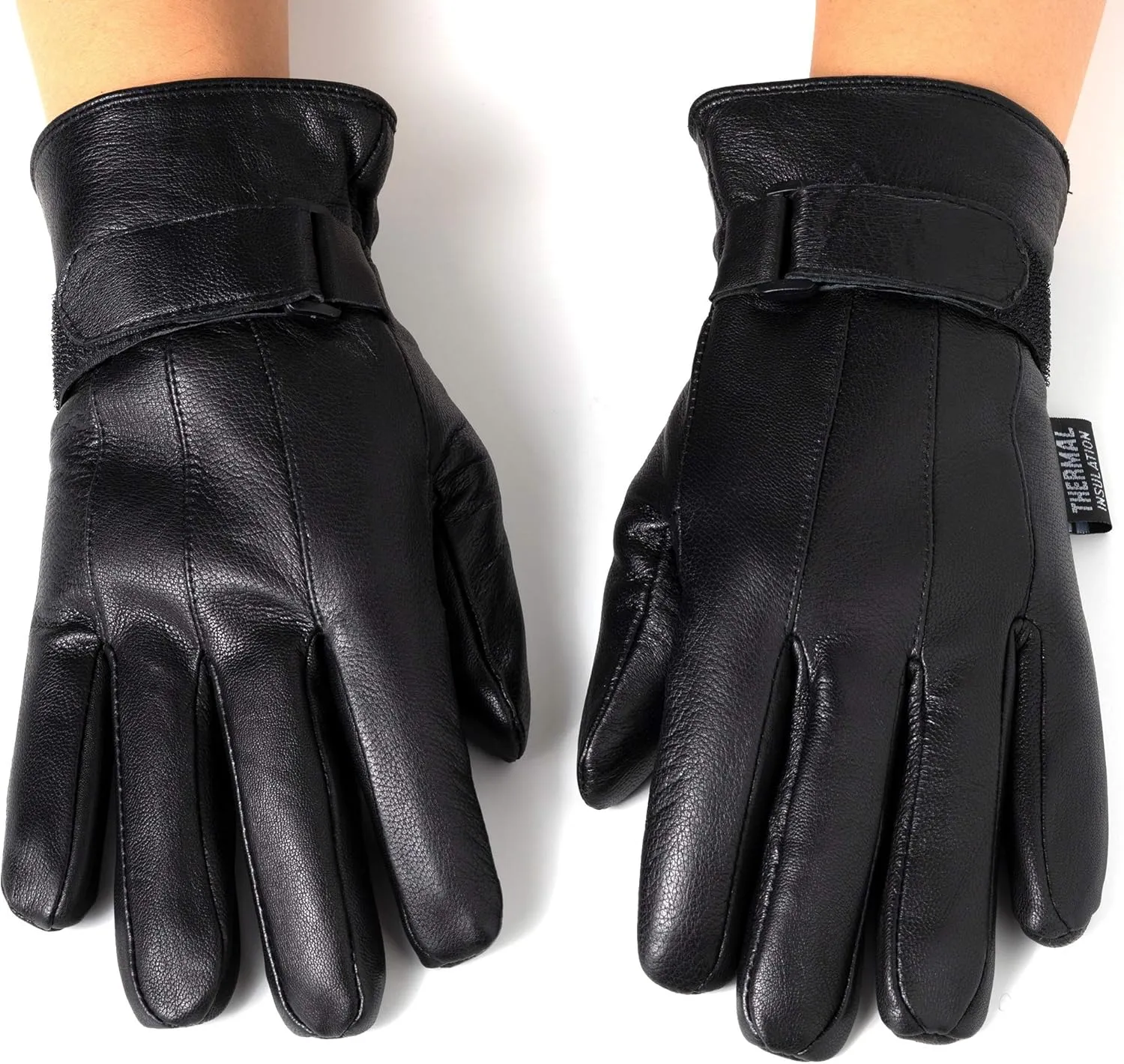 Alpine Swiss Mens Gloves Dressy Genuine Leather Warm Thermal Lined Wrist Strap