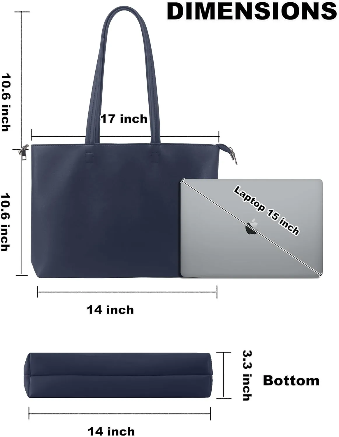 ALUWU Tote Bag for Women with Zipper Faux Leather Shoulder Handbags Work Purses