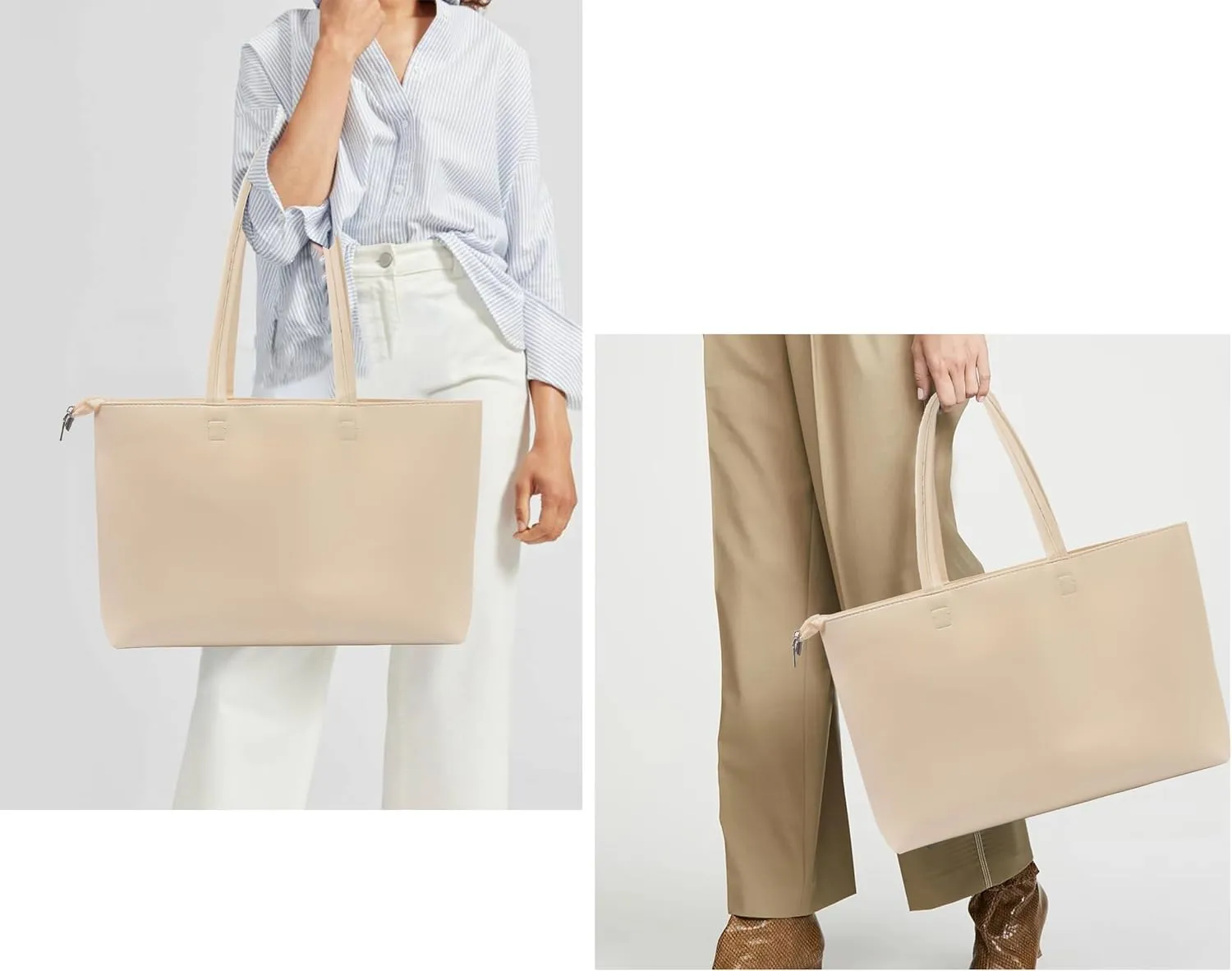 ALUWU Tote Bag for Women with Zipper Faux Leather Shoulder Handbags Work Purses