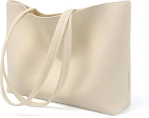 ALUWU Tote Bag for Women with Zipper Faux Leather Shoulder Handbags Work Purses