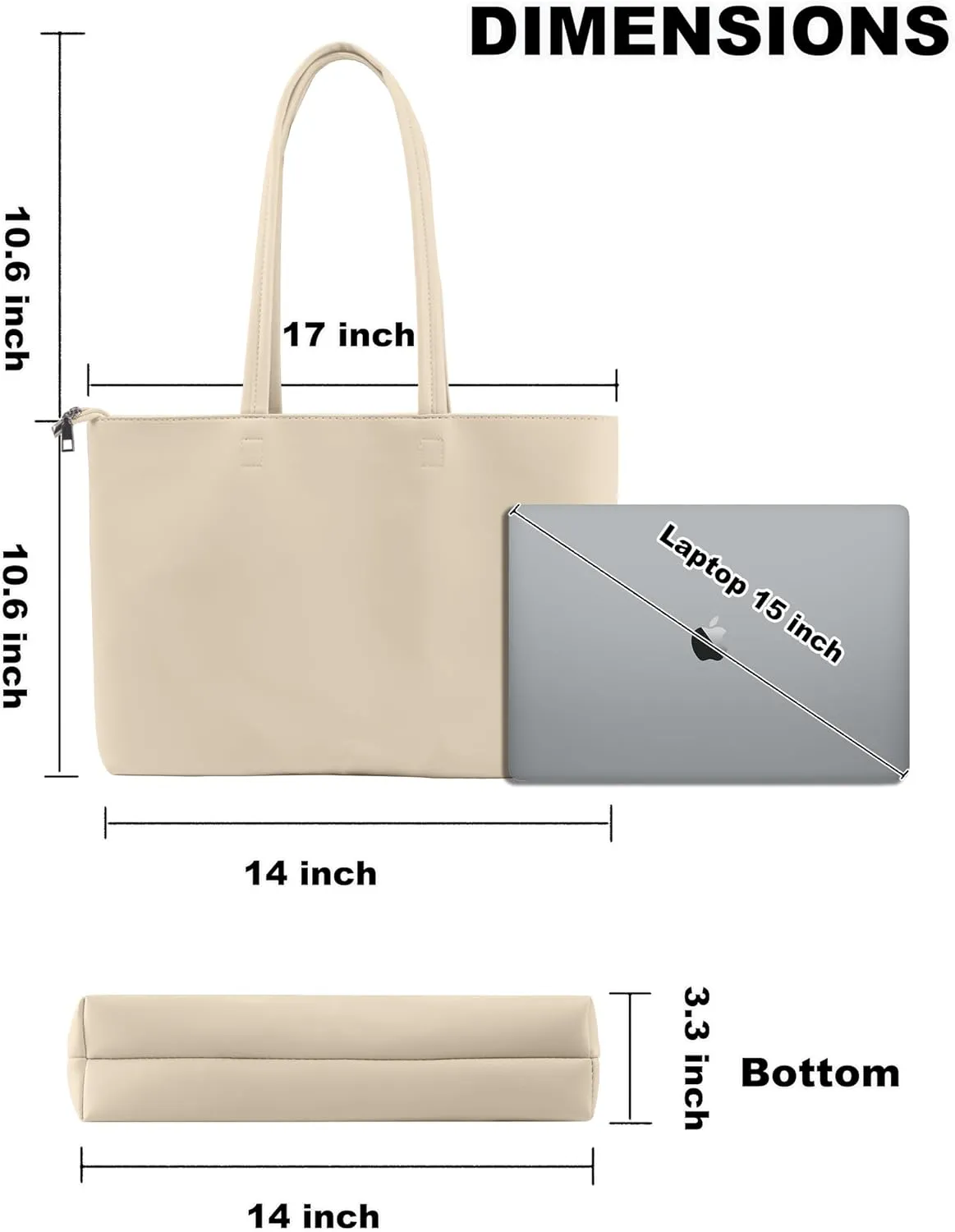 ALUWU Tote Bag for Women with Zipper Faux Leather Shoulder Handbags Work Purses